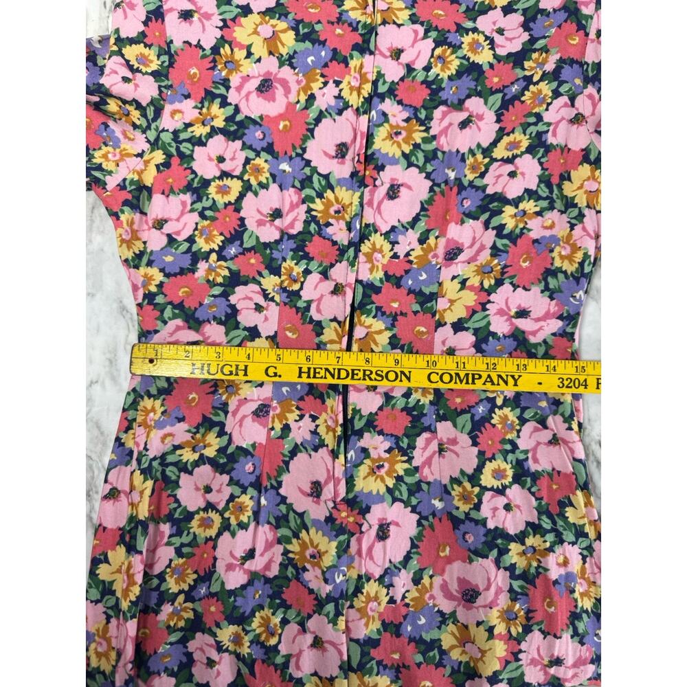 Fritzi California Rayon Floral Romper Jumpsuit M Pleated Wide Leg V Neck Long - Picture 7 of 11